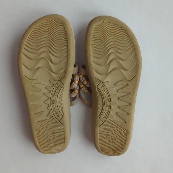 Earth Shoe Beaded Gelron 2000 Comfort First Leather Thong Sandal 7.5 Tan Brown - Picture 8 of 13